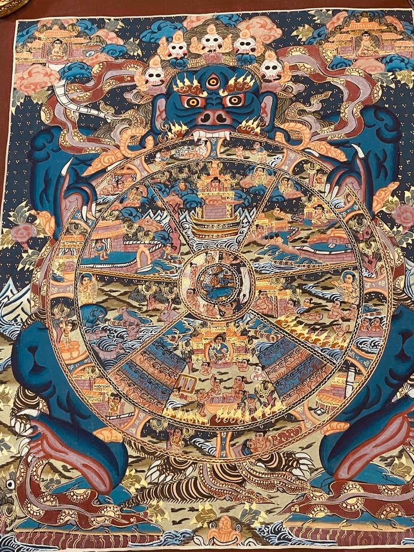 チベット密教 手描き曼荼羅（マンダラ）タンカ【新品・一点物】肉筆画 D2