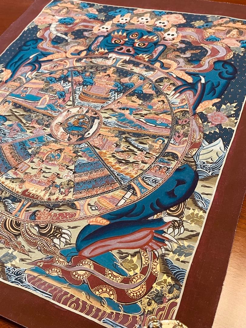 チベット密教 手描き曼荼羅（マンダラ）タンカ【新品・一点物】肉筆画 D2