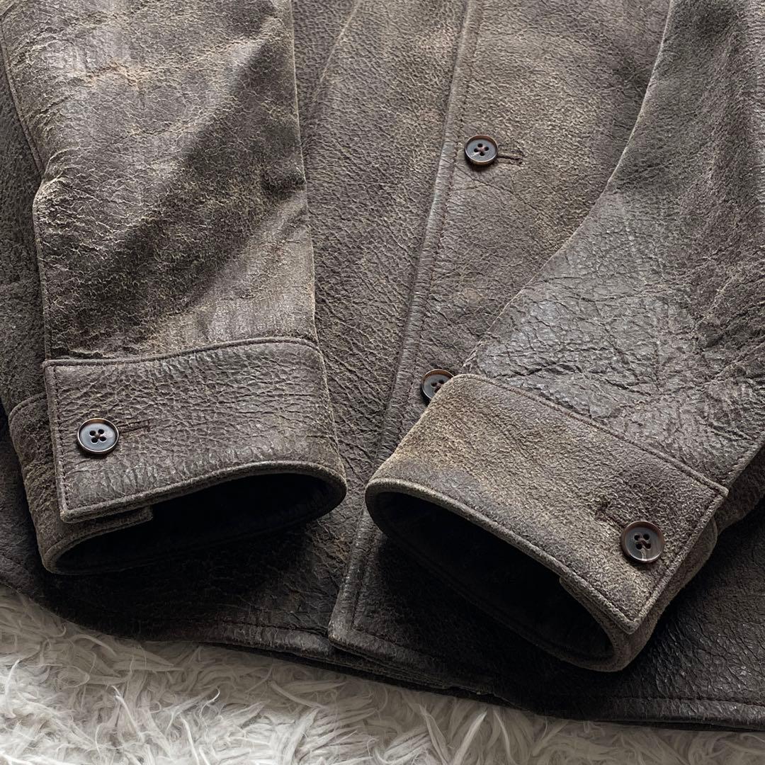 希少 Lサイズ ヨウジヤマモト ヌバック ラムレザー ジャケット クラック加工