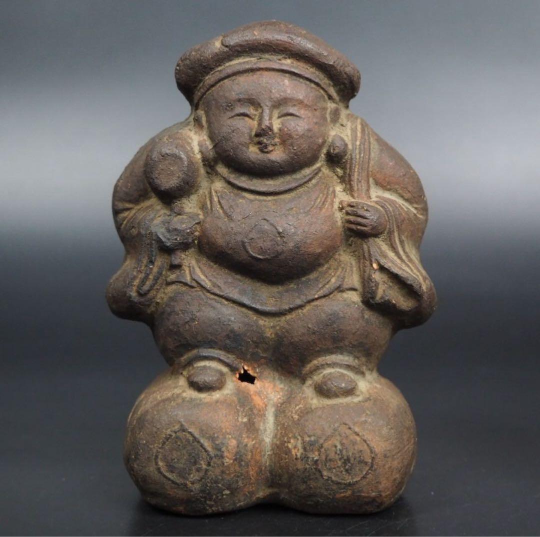 送料無料 江戸時代 焼き物 大黒様恵比寿様 高12cm