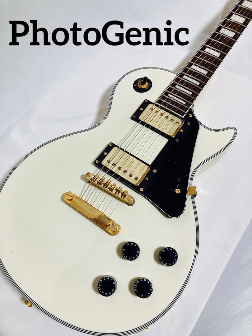 新品弦張替済】Epiphone エレキギター レスポール カスタム ホワイト