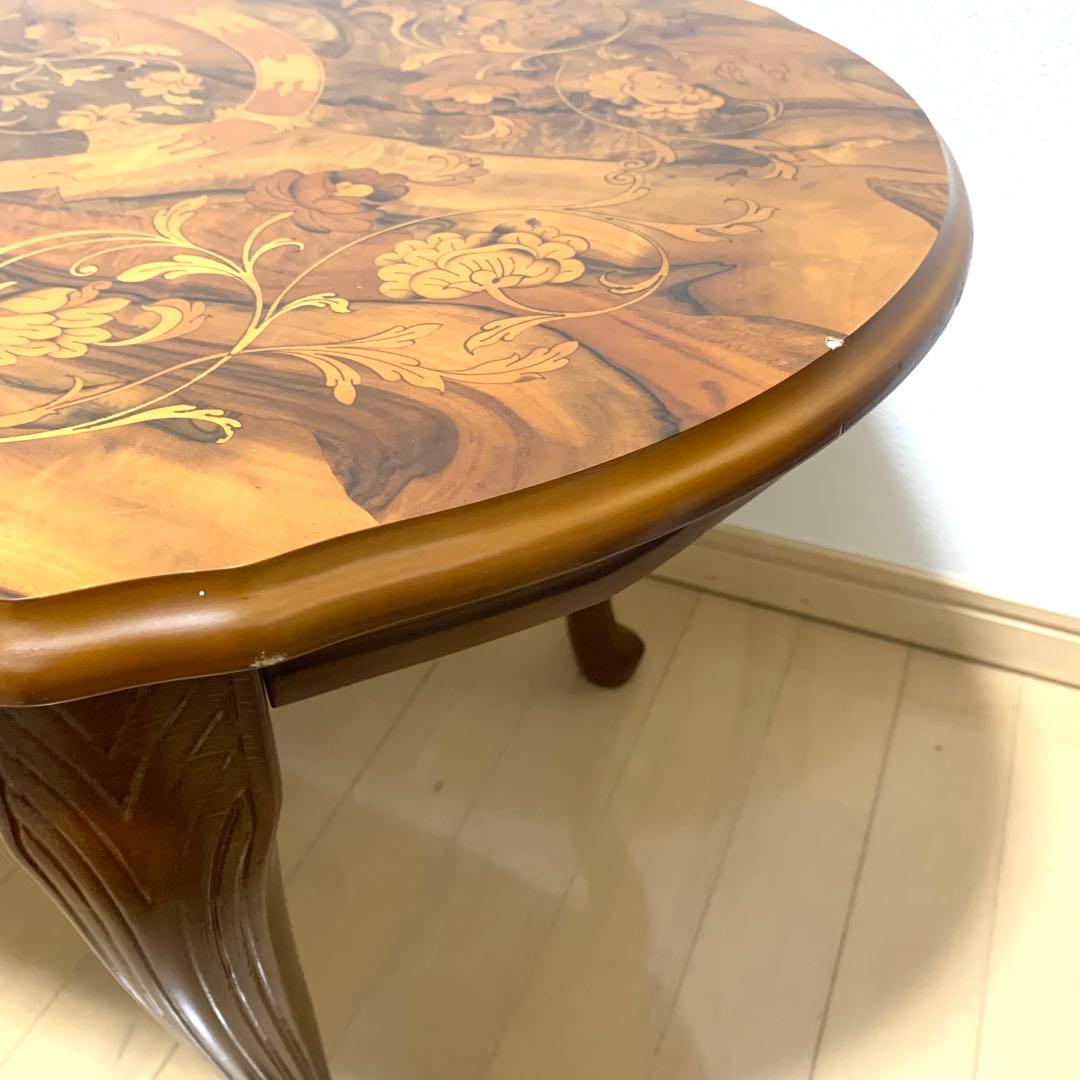 イタリア 象嵌 センターテーブル ロココ調 猫脚 エレガント アンティーク