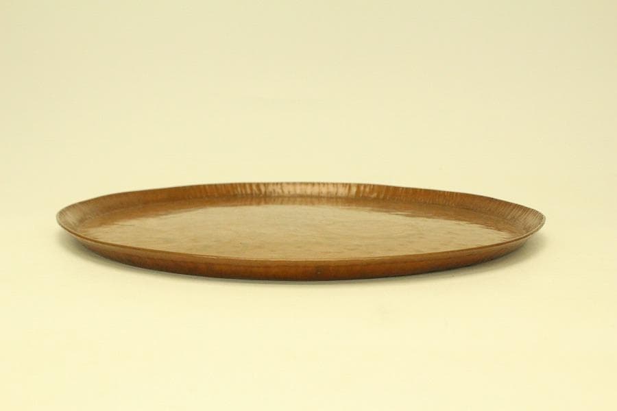 煎茶盆 銅槌目円盆 蔵苑造 共箱(ZE363)