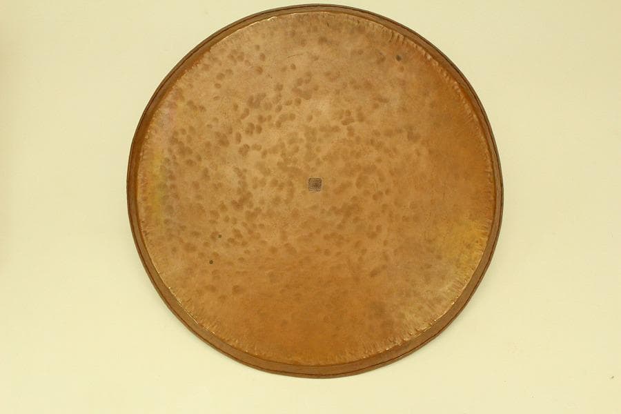 煎茶盆 銅槌目円盆 蔵苑造 共箱(ZE363)