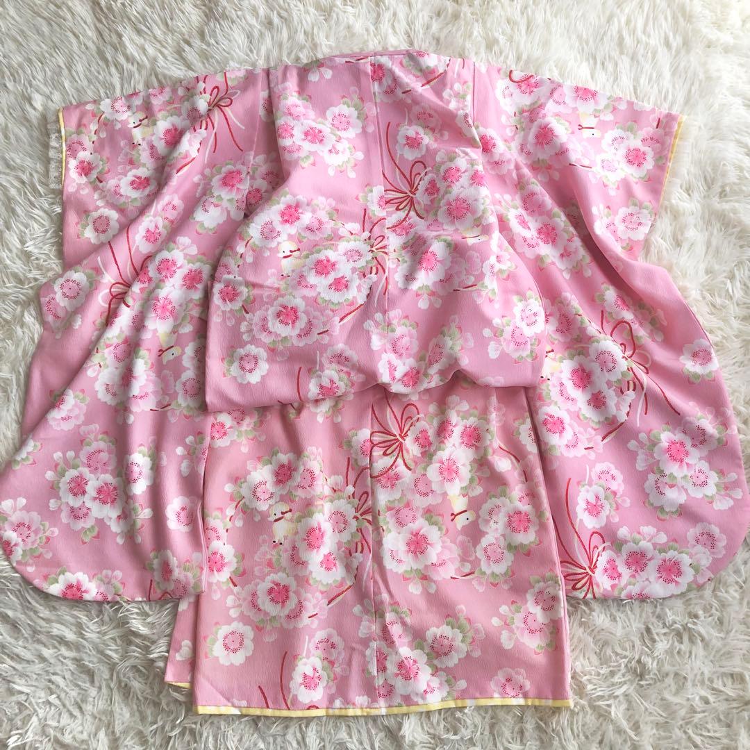 七五三　7歳　ポンポネット日本製生地着物　他13点セット　ピンク好き女の子