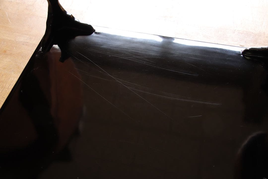 木製　黒塗　四方膳　二客　脚付　四君子　金蒔絵　茶懐石