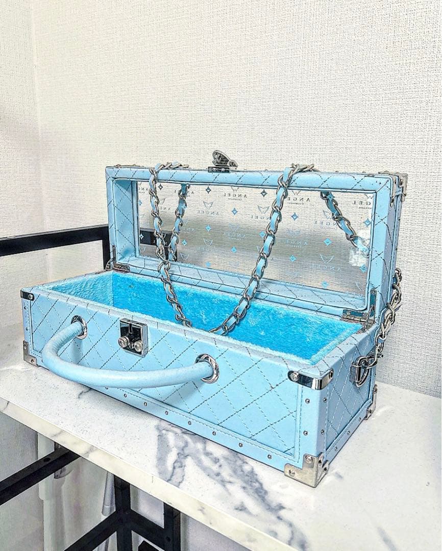 エンジェルシャンパンドゥミセックブルーシャンパンケース空き箱