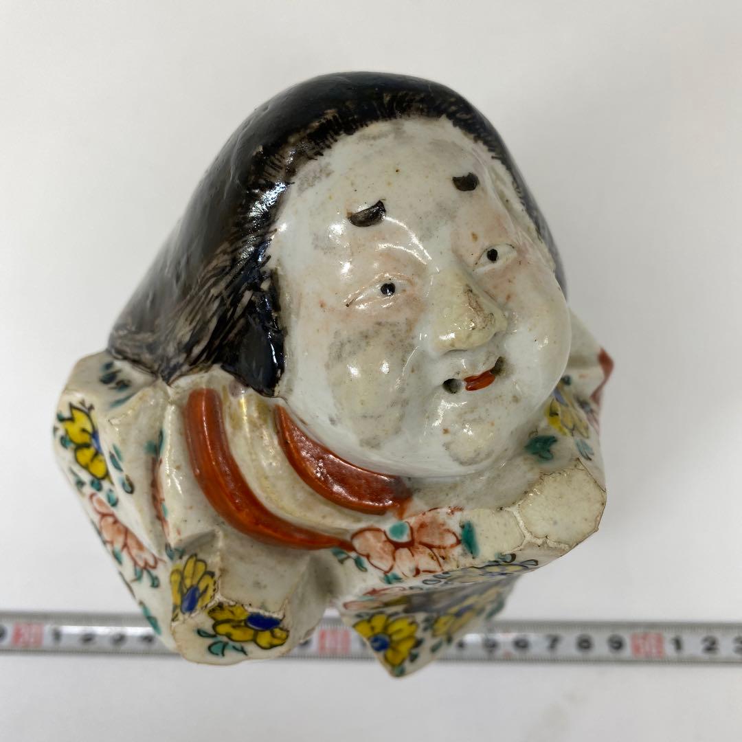 江戸時代 極彩色お多福 伏香炉 タニサ 東さ7-0130☆2F