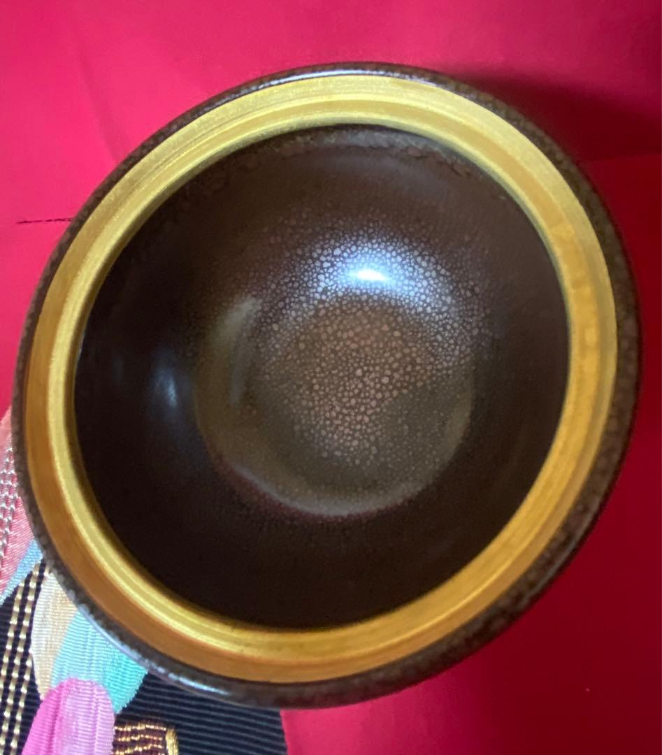 工芸品　安田全広　鹿深窯　天目名家　油滴天目　蓋付茶碗　蓋付小鉢　箱付