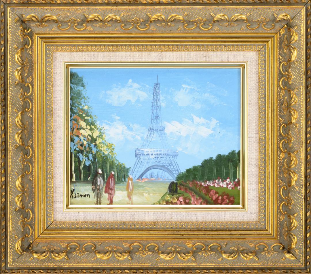 特大 絵画 油絵 肉筆 エッフェル塔 セーヌ川 パリ フランス