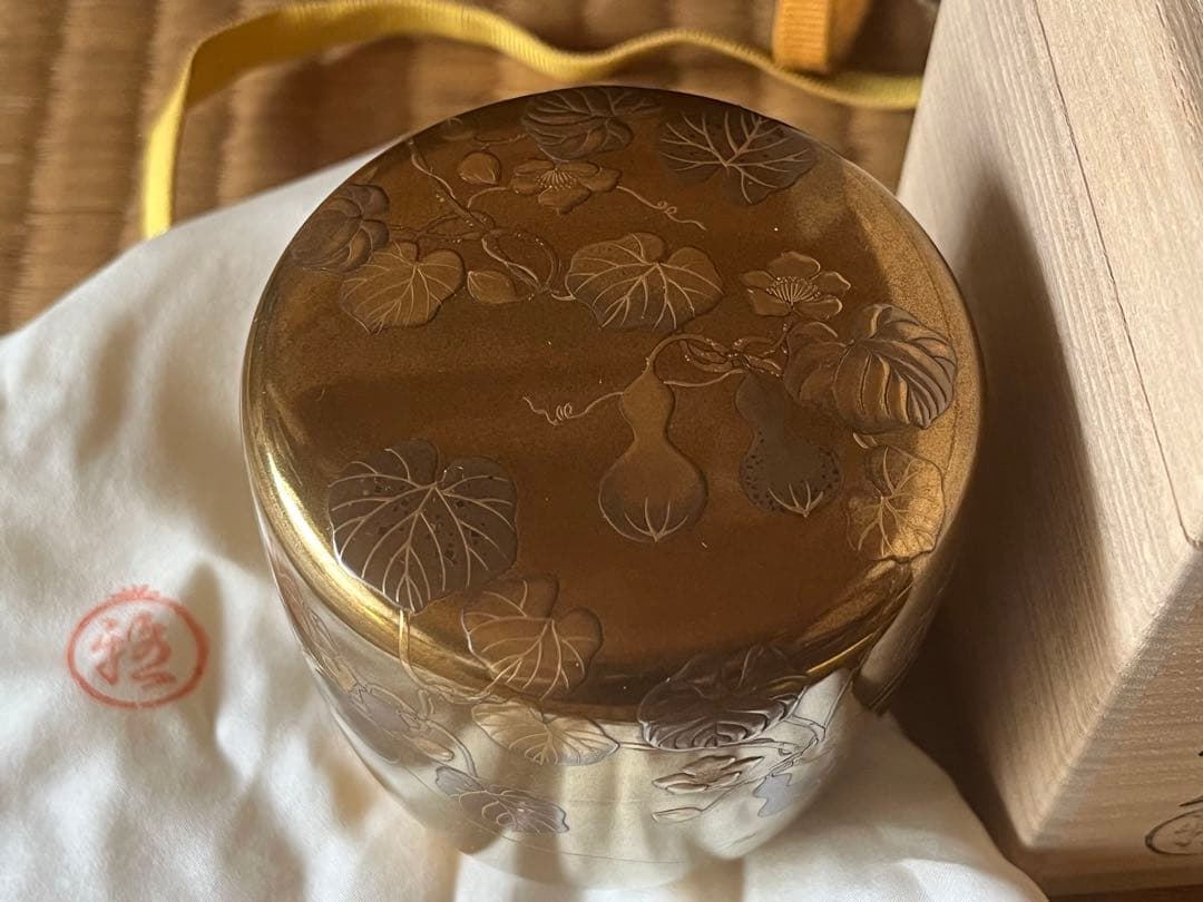 茶道具　六瓢蒔絵　大棗　内梨子地　雅光造