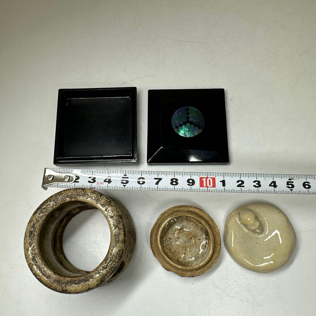 江戸時代 蓋物 香合 螺鈿 東な7-0415① 江戸時代蓋物香合螺鈿東な