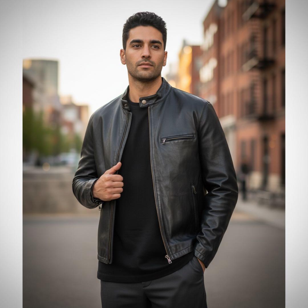 エディフィス シングルライダースジャケット レザー ブラック 羊 ラム