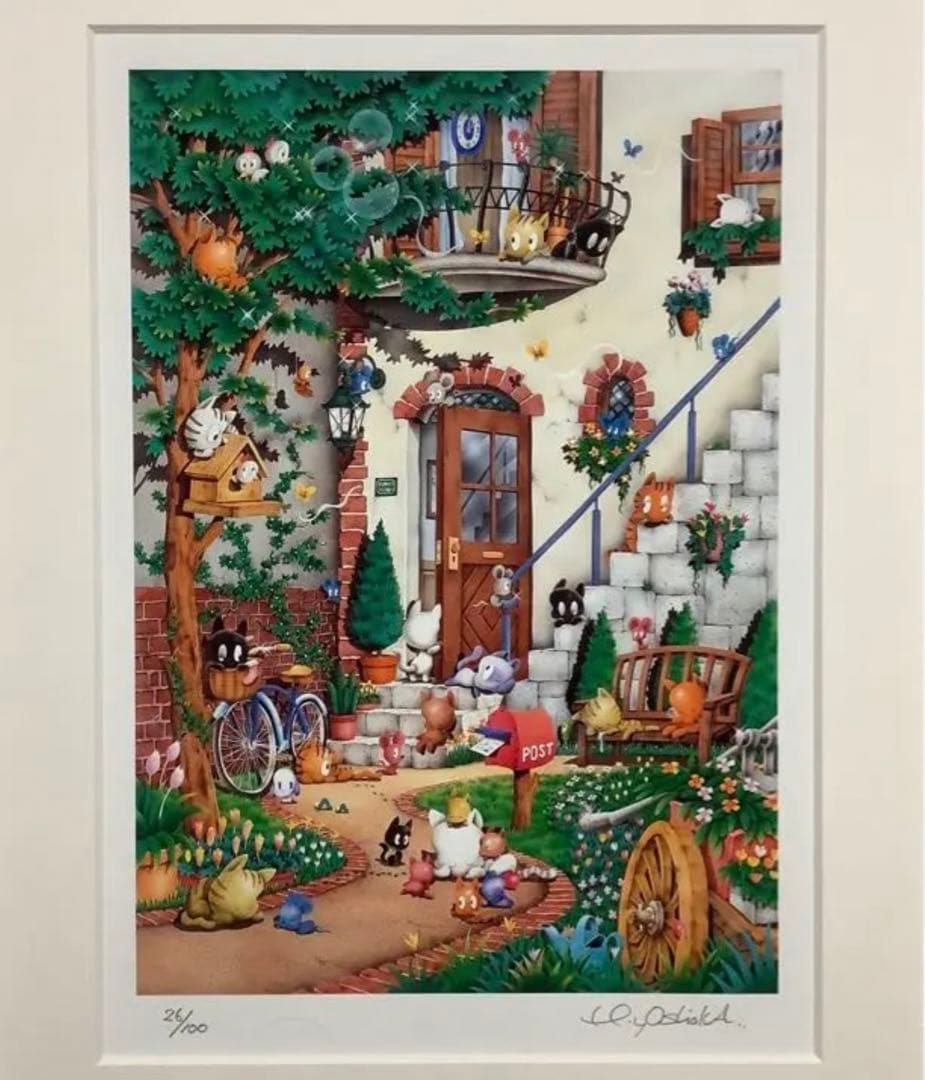 絵画・額縁・版画・芳岡 ひでき・新品未使用・スリーピングキティ