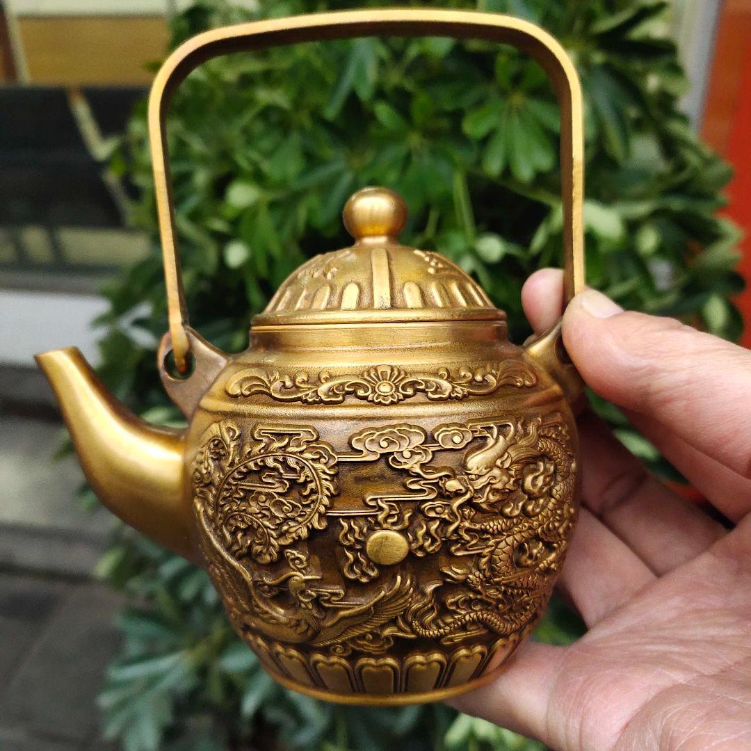 龍鳳呈祥提梁茶壺 装飾品 工芸品 美術品 置物
