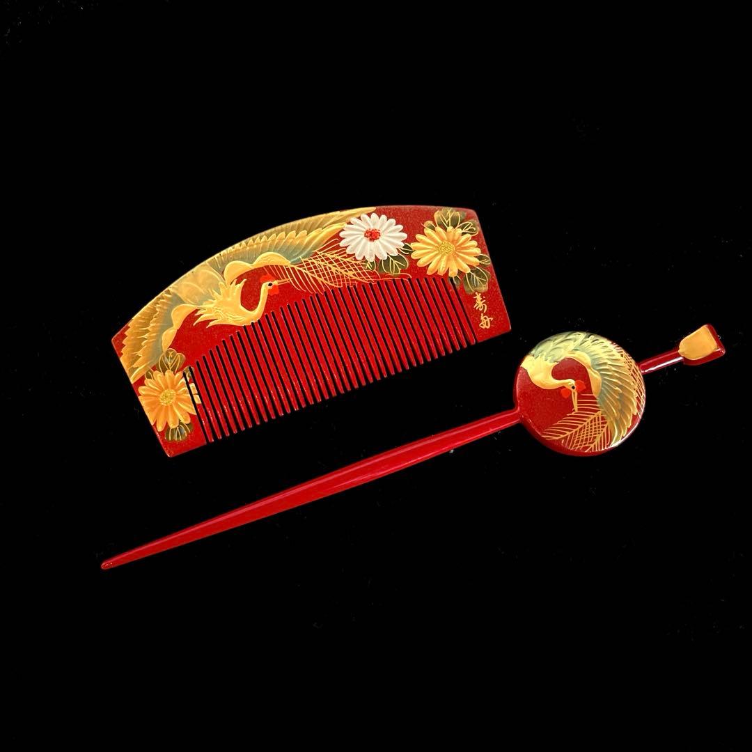 日本髪 髪飾り 七五三 (赤×ピンク) 5～7歳