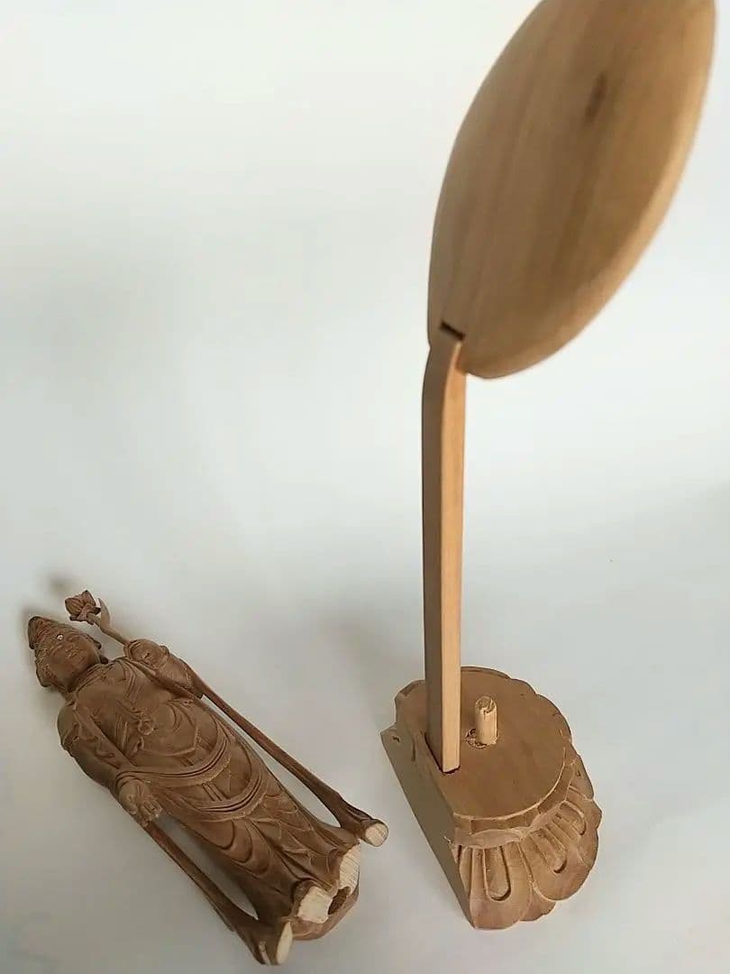 観音菩薩立像#177 観世音菩薩 聖観音 3寸◇白檀 木彫 仏像 雲 彫刻