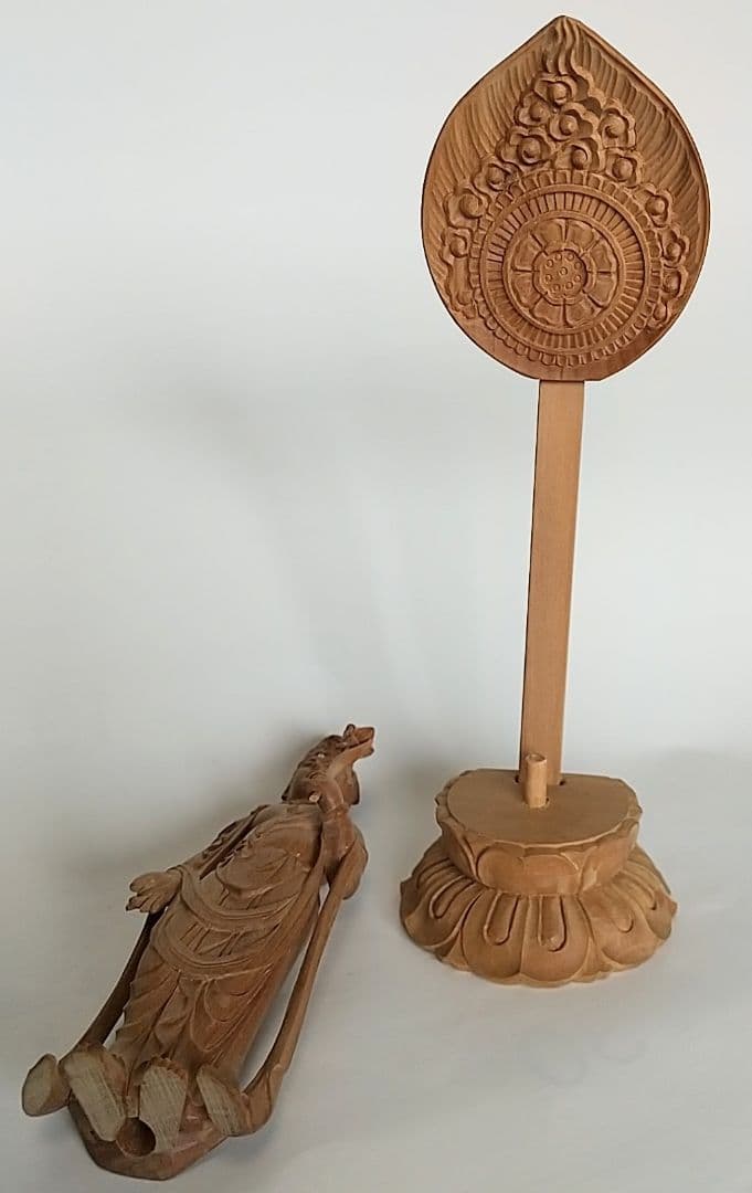 観音菩薩立像#177 観世音菩薩 聖観音 3寸◇白檀 木彫 仏像 雲 彫刻