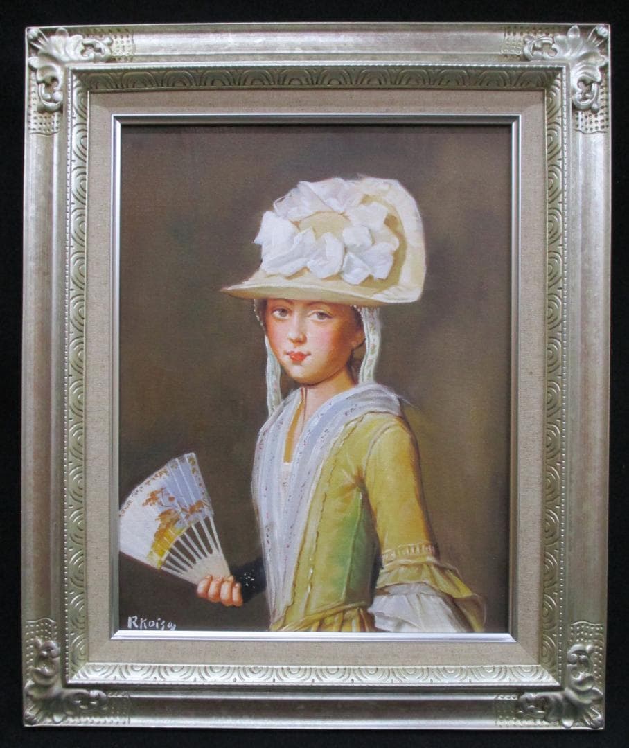 藤田嗣治 油彩画 F6号 肉筆 油絵 絵画 額縁 額装