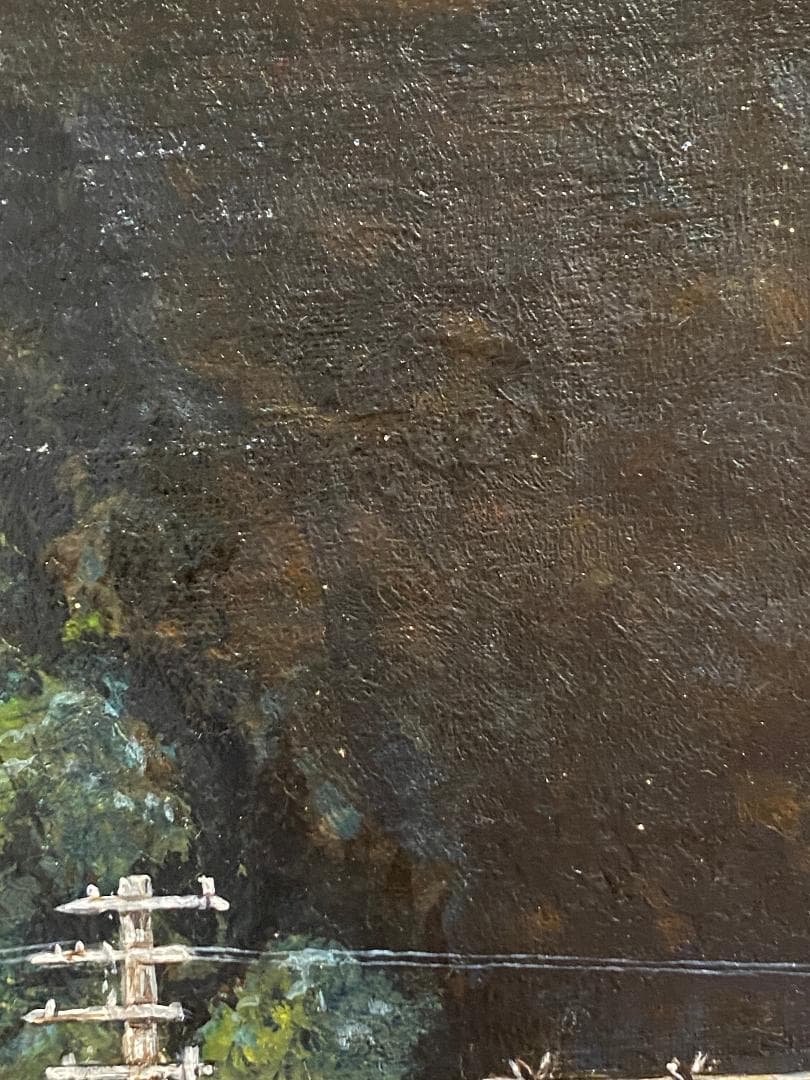 「真作」西田義貞「京都 美山の早春」風景画　油彩画　額装　サイン有り　F10号