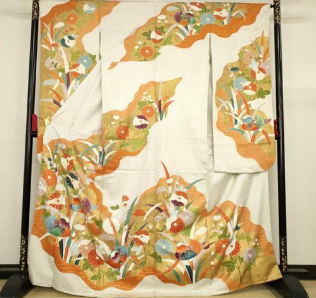 振袖フルセット6点M〜Lサイズ 正絹 鴛鴦花文 売り切り終了
