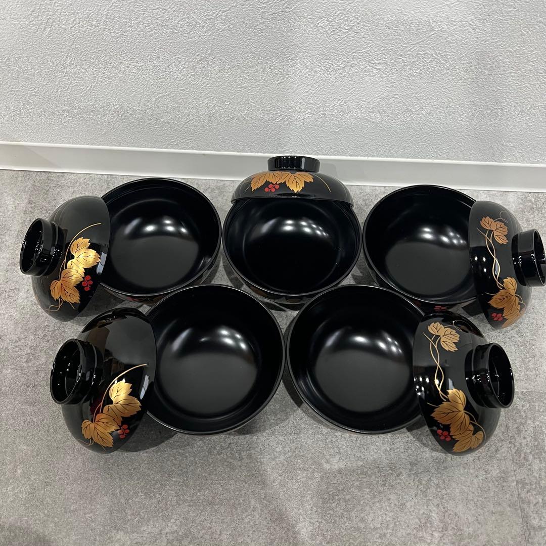 未使用 会津塗り 御吸椀 天元作 工芸品 黒つた 5客セット 漆器 - メルカリ