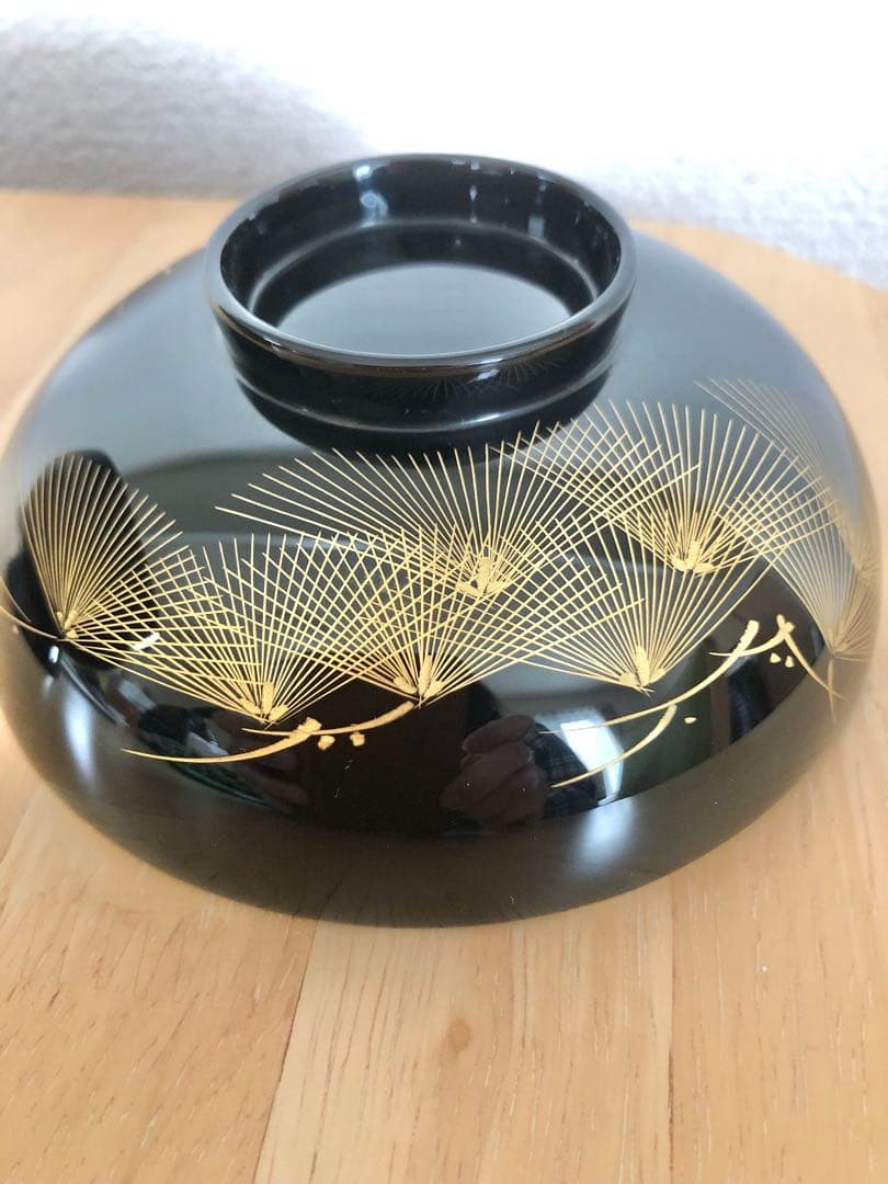 【輪島塗】【希少】木製漆器 吸物椀 蓋付き（見開きまで模様付き）5客セット