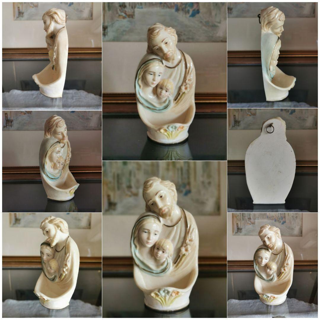 アンティークベルギー リヤドロ風 聖家族ポーセリン聖水入れ イエス