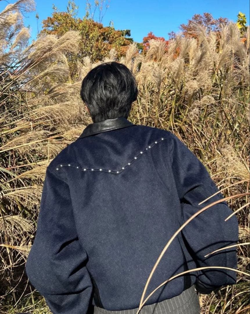 yolo ポイントレザージャケット M YOLO スタンドアップウールジャケット