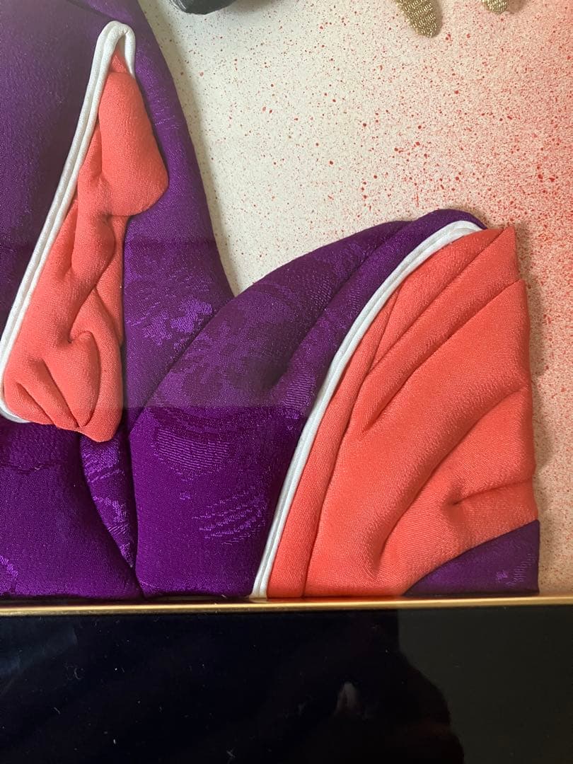 日本の伝統工芸品 】押絵 立体美人画 額装（紫の着物）芸妓 和風飾り