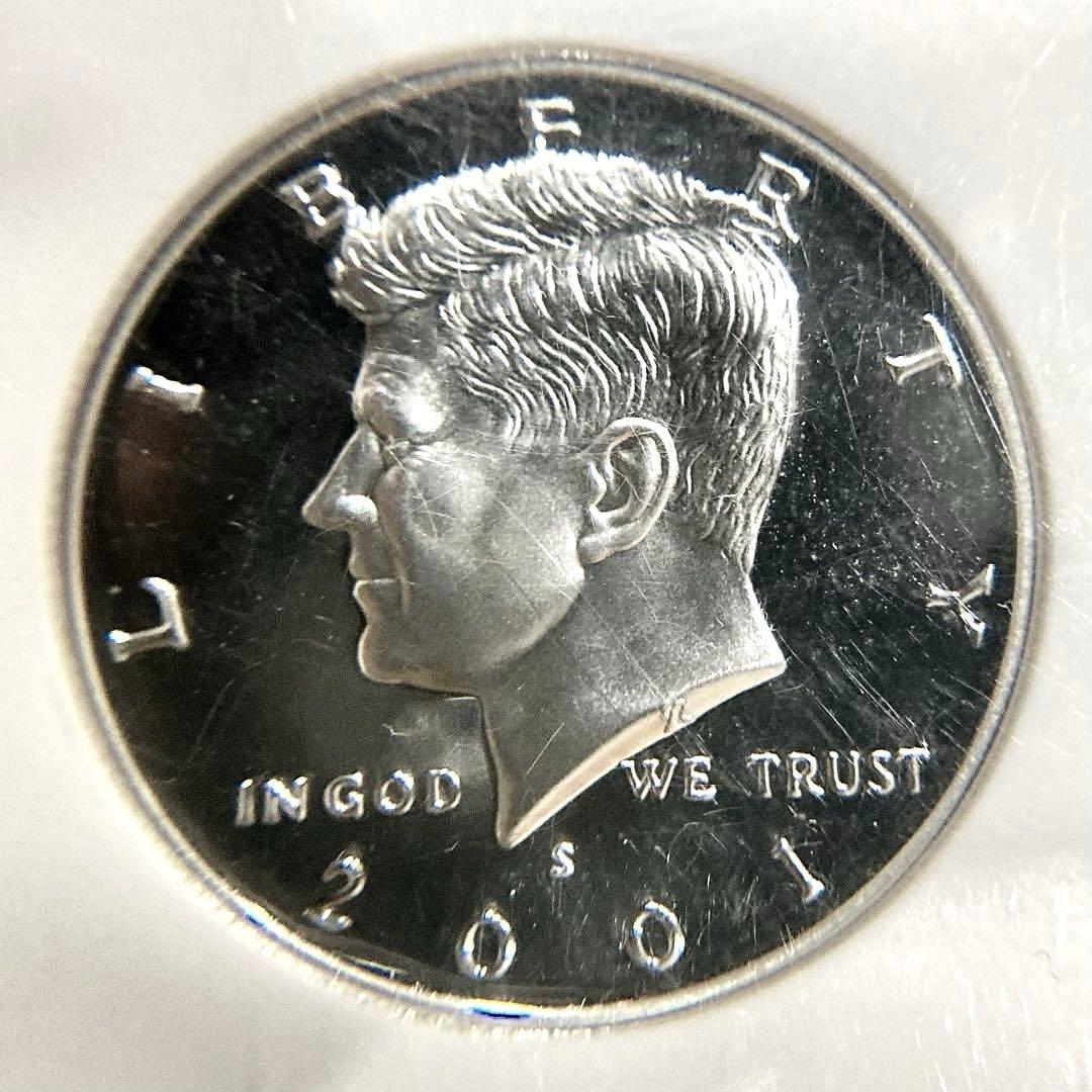 NGC準最高鑑定☆2001年ケネディ大統領ハーフダラープルーフ銀貨