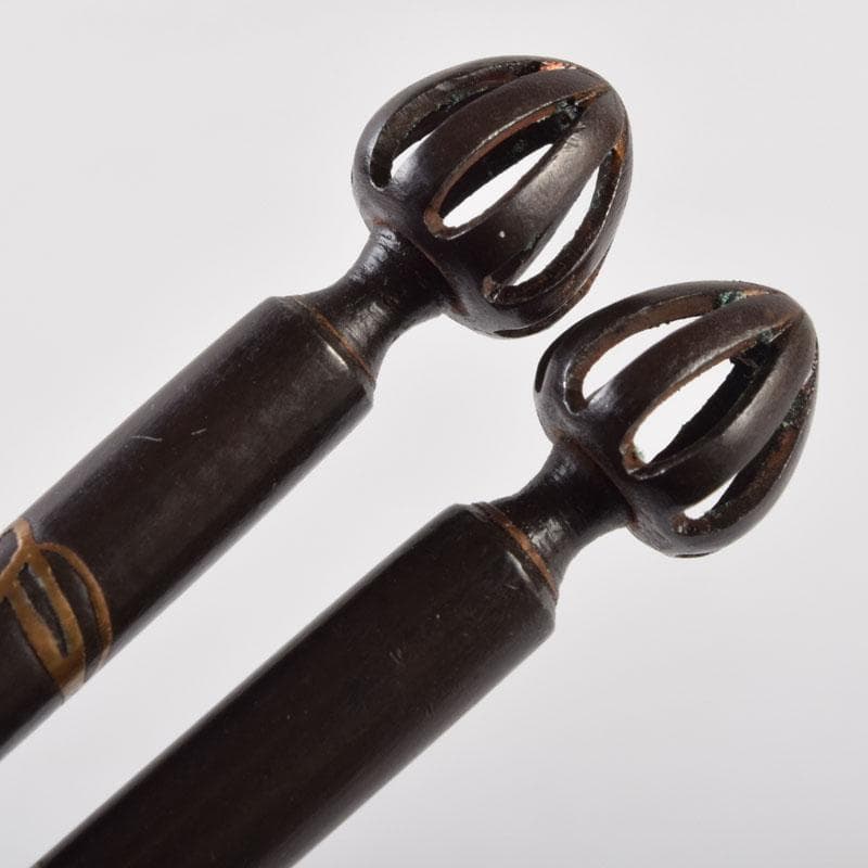 茶道具 寺西宗山作 古鉄 象嵌火箸 共箱 V 9202