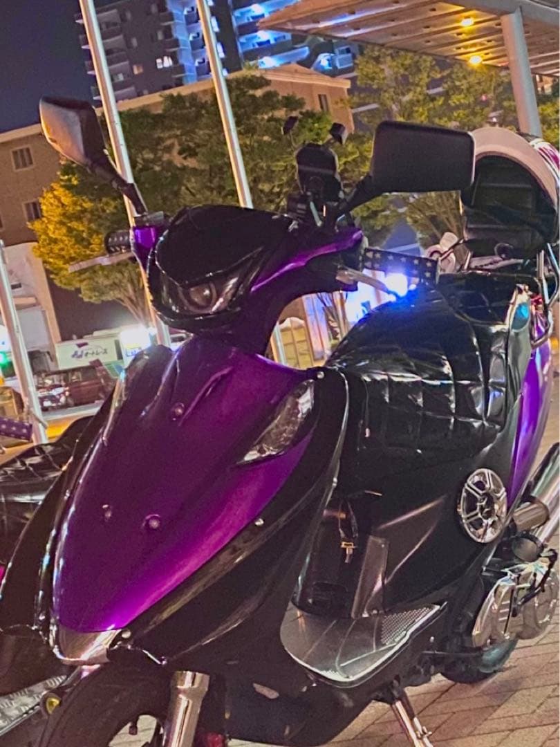 アドレスv125G 青赤イカリングヘッドライト +デビルマスクブラック