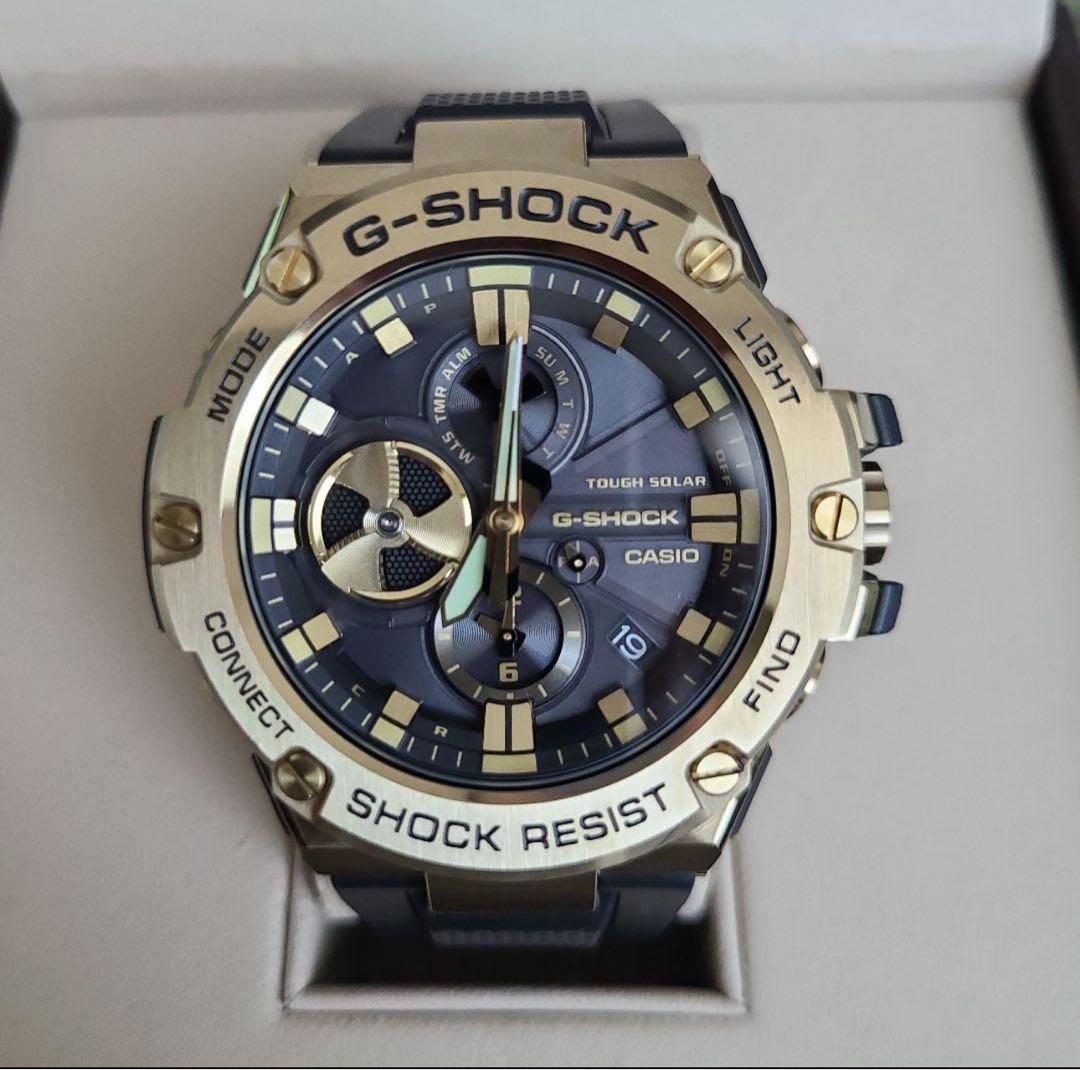 【美品】G-SHOCK GST-B100GB-1A9JF ゴールド ブラック