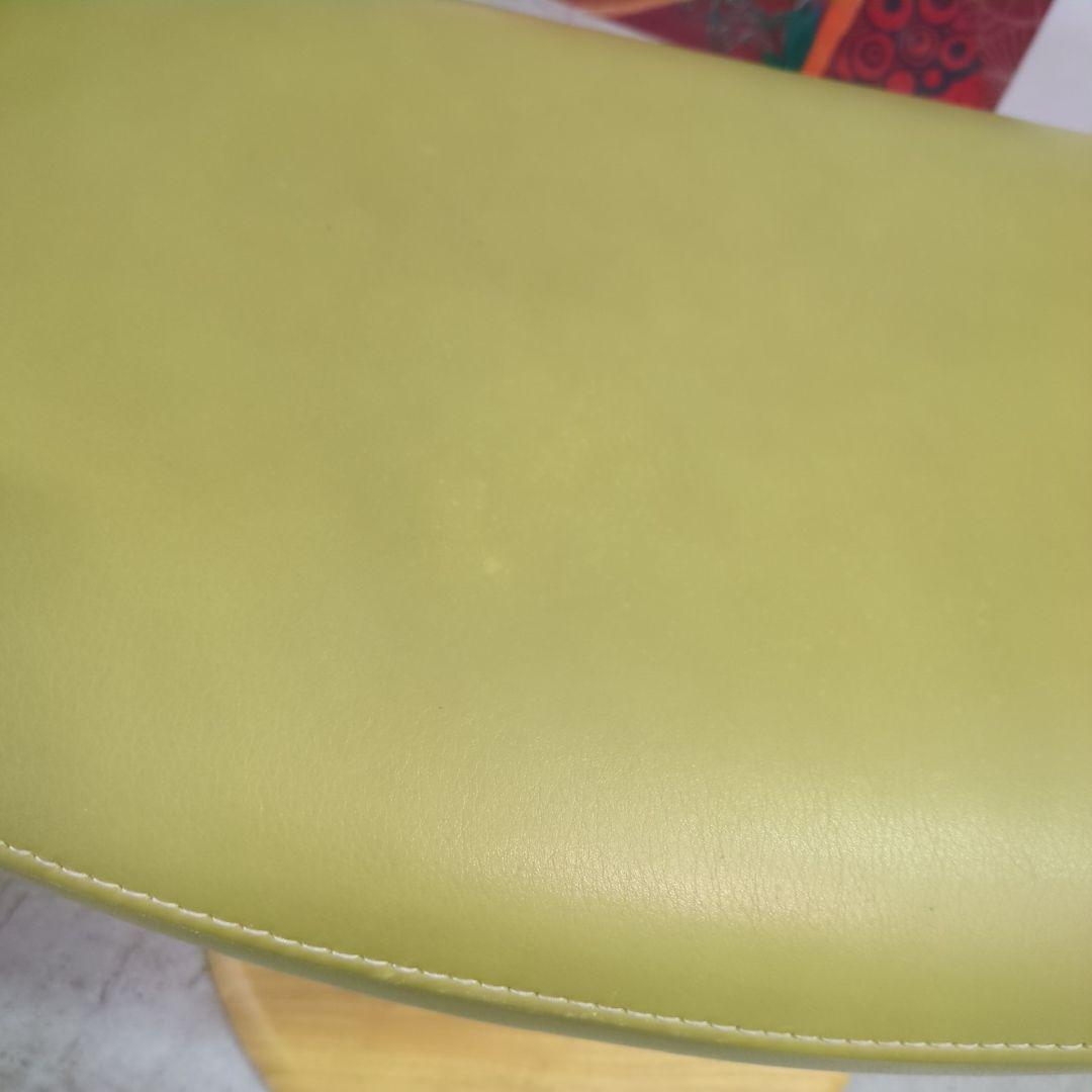 カリモク ◆ 本皮 オットマン レモンイエロー モスグリーン ベージュ レトロ