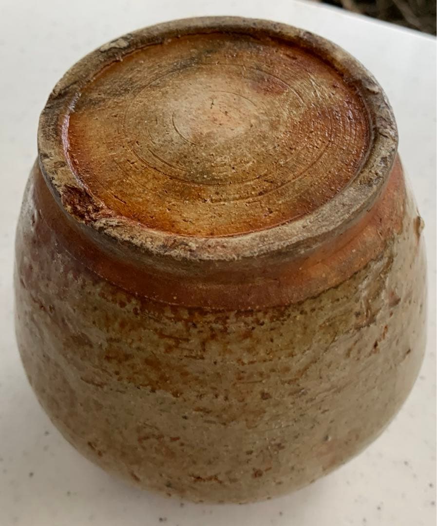 瀬戸焼　お歯黒壺　高台　双耳　アンティーク