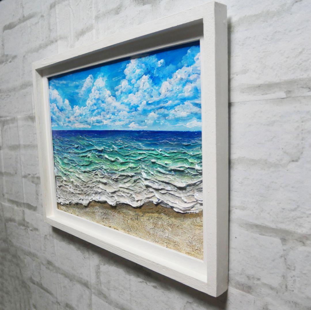 油絵 油彩 油彩画 絵 絵画【夏の砂浜の海】