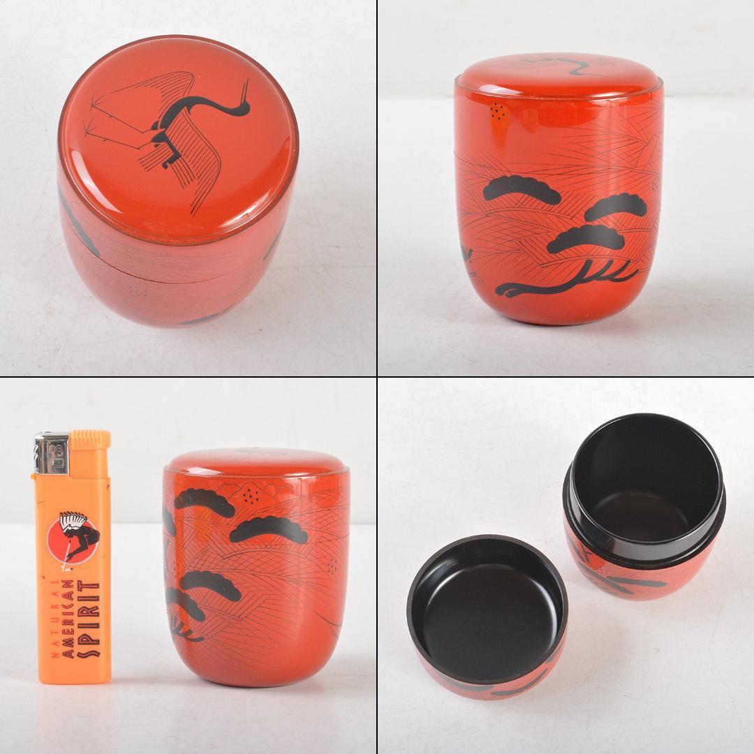 茶道具　井筒寛斎造　玄々斎好　鶴に山水図　曙棗　共箱　V　R5267