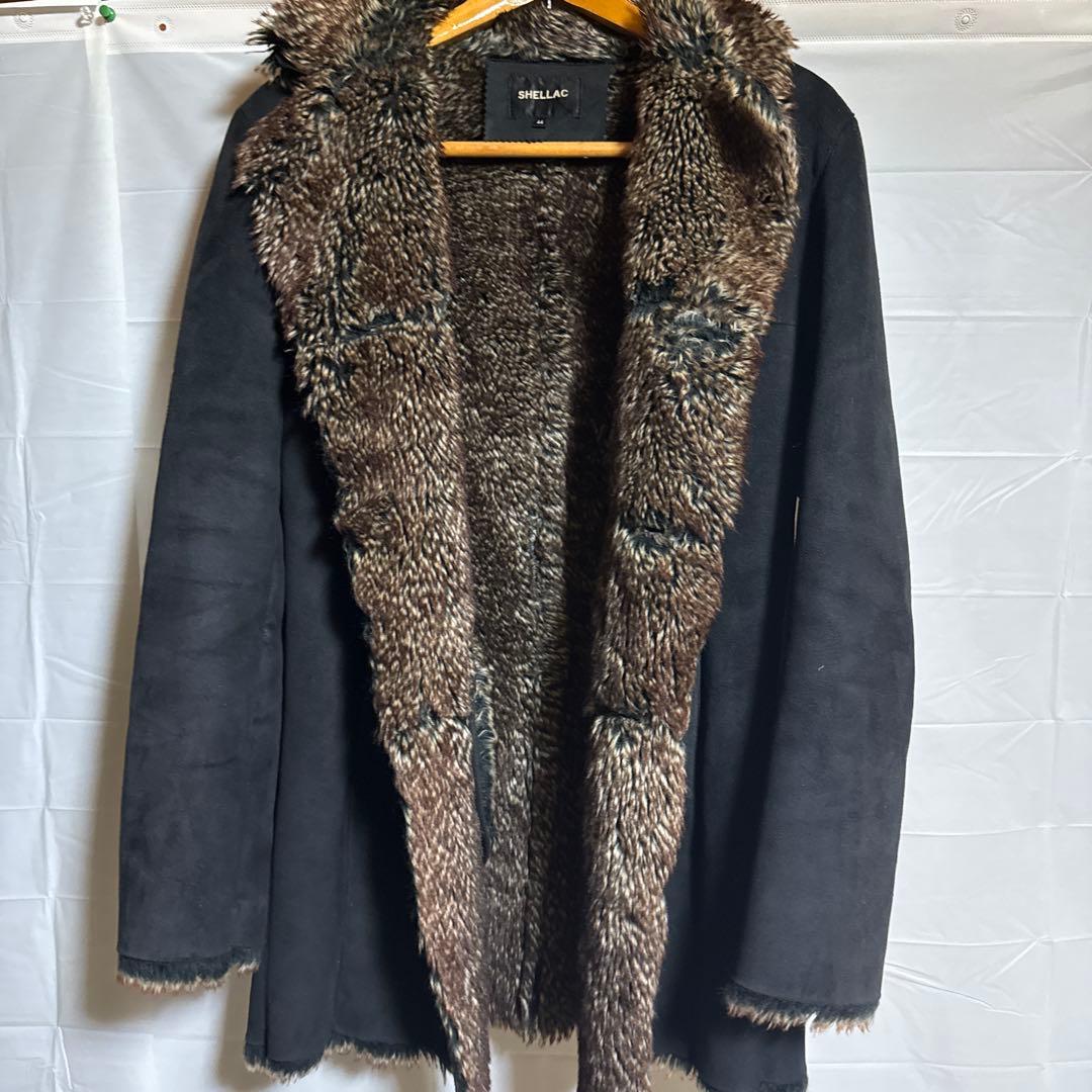 SHELLAC ブラックファー襟 ロングコート
