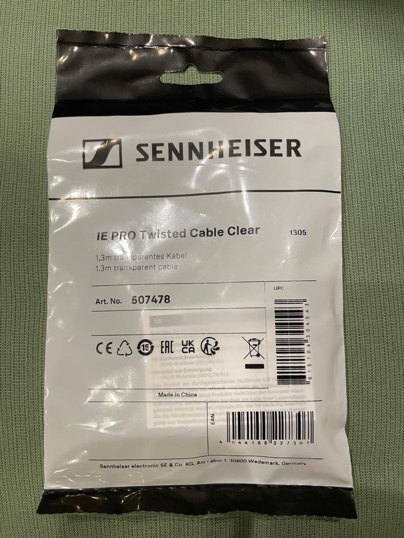 イヤホン Sennheiser TWISTED CABLE CLEAR 507478 Sennheiser Twisted-Pair Cable for IE TWISTED CABLE FOR IE