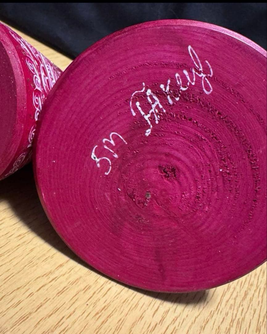 ロシア アーティスト えんじ色三角マトリョーシカ 5体、長期保存、現状