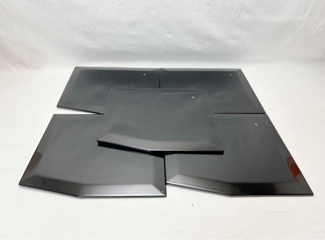 未使用 懐石道具 木製朱塗 平安 象彦 小吸物膳 5客組 葉蒔絵 底印 共布共箱