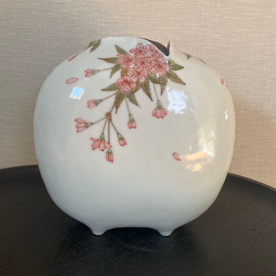 九谷焼＊山田 義明＊桜に雀 扁壺・花器 - メルカリ