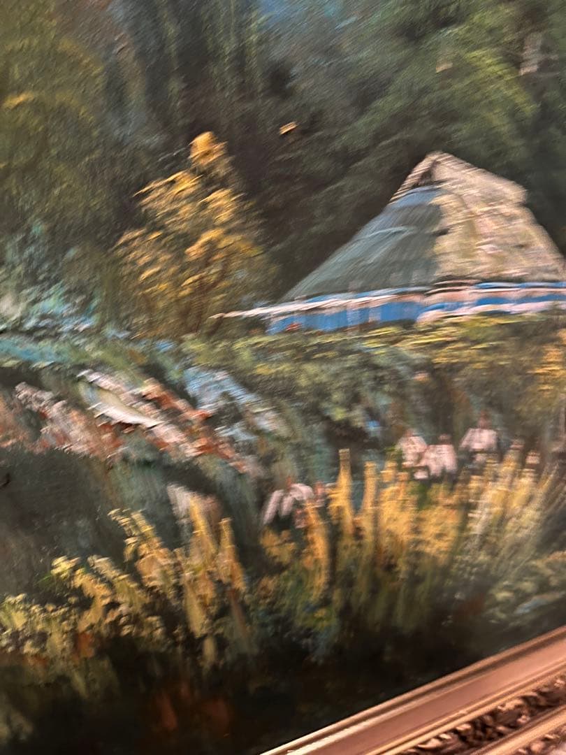 油絵、絵画、油絵額付き、大きな油絵、108センチ、キャンパス油絵、直筆油絵