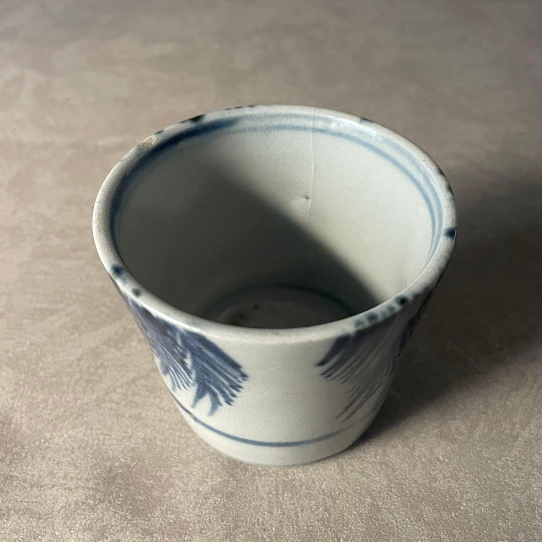 太白手柳文猪口 江戸時代 太白 美濃古陶 美濃焼 瀬戸焼 古美濃 骨董 古美術