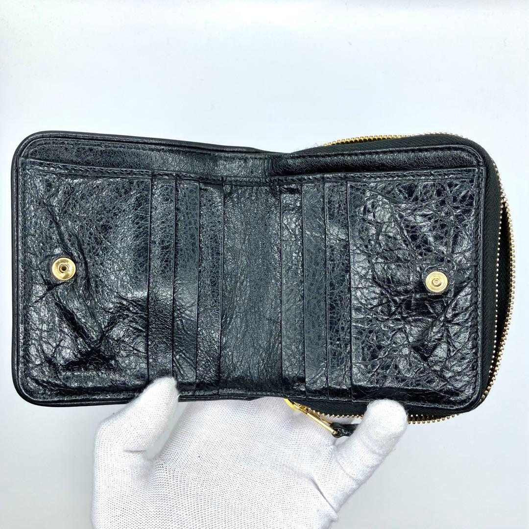 【美品】バレンシアガ　二つ折り財布　コンパクト　ビルフォード　ジップ　黒
