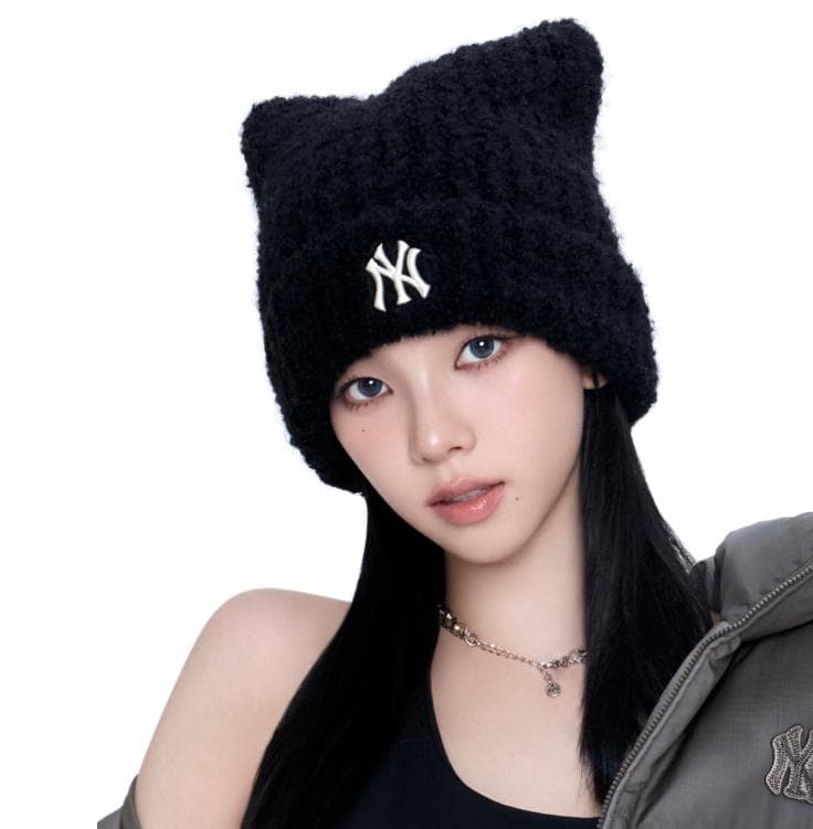 新品未開封】MLB Korea ビーニー（猫耳）ブラック ☆カリナ着用で話題