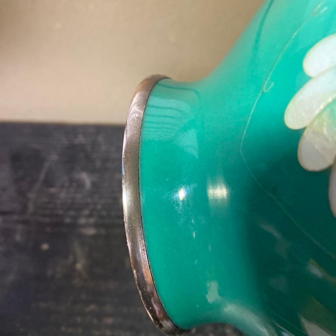 古玩 翡翠色七宝花瓶 26cm16cm