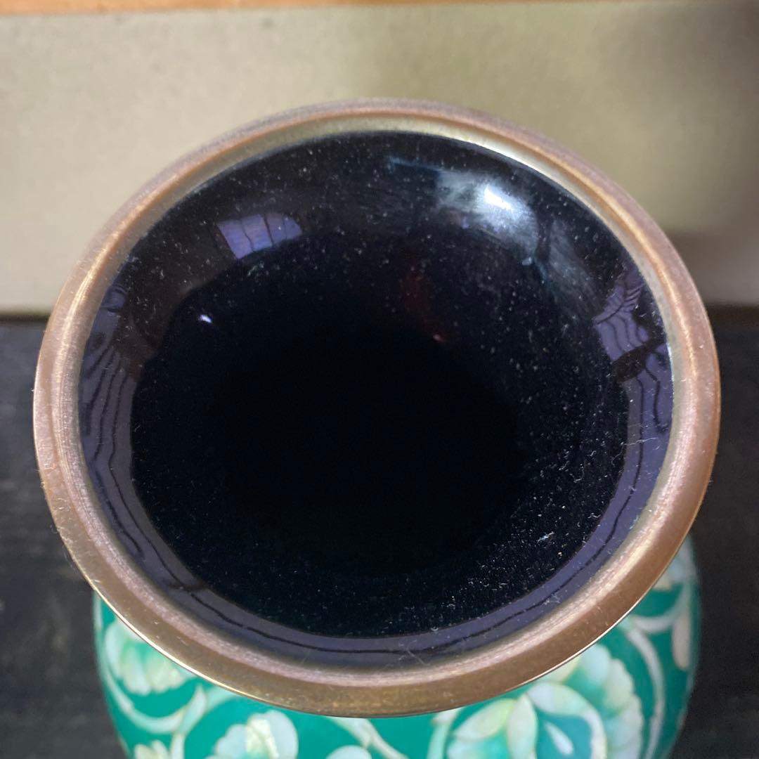 古玩 翡翠色七宝花瓶 26cm16cm