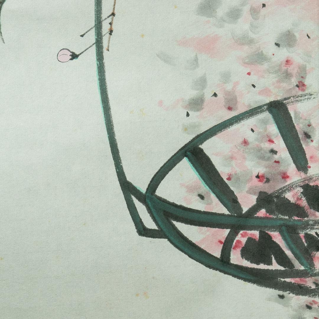 掛軸-1728　東福寺　西部文浄　夜桜画賛　共箱